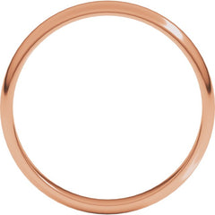 10K Rose Gold 3 mm Lightweight Half Round Band Size 6.5