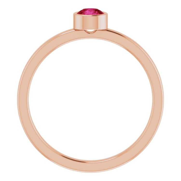 14K Rose Gold 4 mm Natural Ruby Ring
