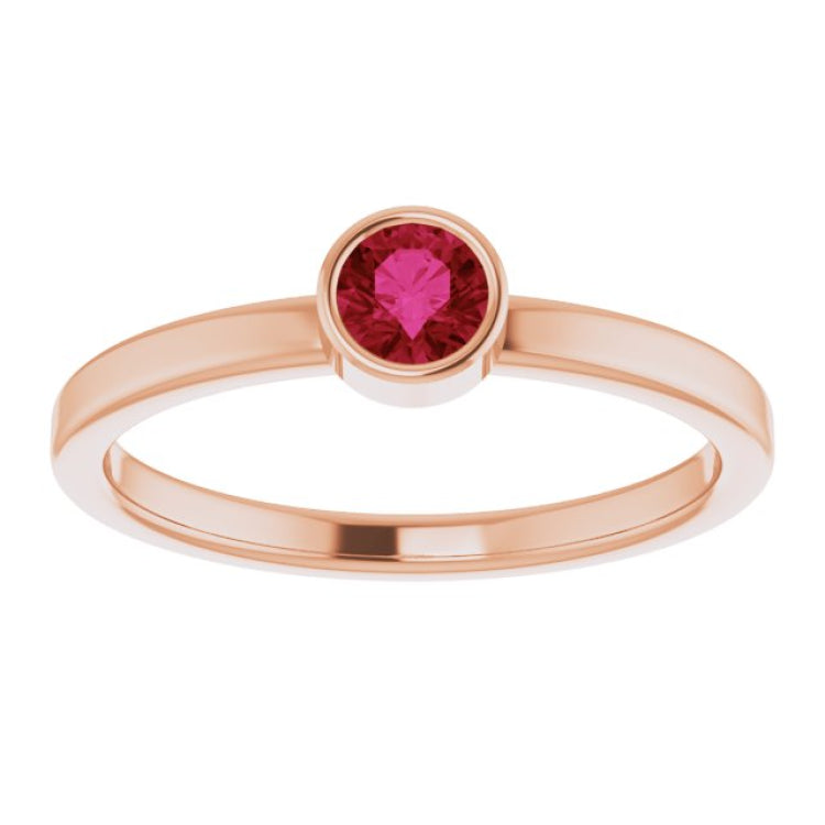 14K Rose Gold 4 mm Natural Ruby Ring