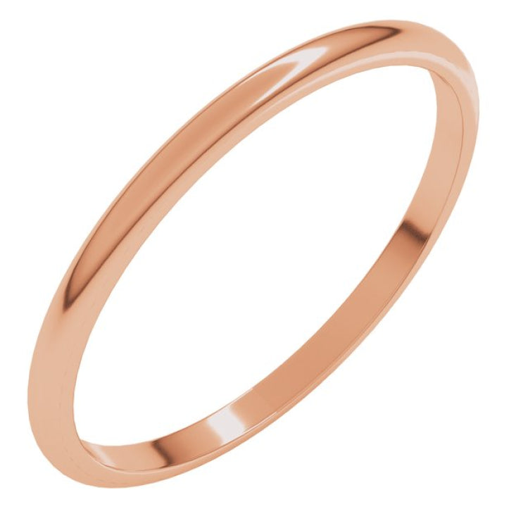 14K Rose Gold 1.5 mm Lightweight Half Round Band Size 6