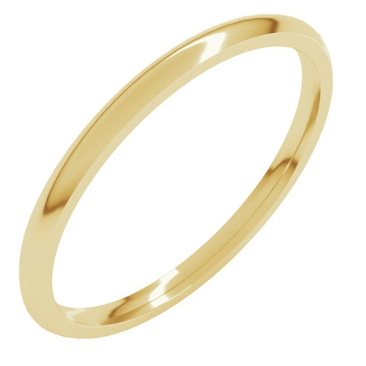 14K Yellow Gold 1.5 mm Lightweight Comfort-Fit Half Round Band Size 7.5