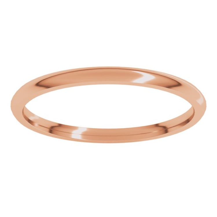 14K Rose Gold 1.5 mm Lightweight Comfort-Fit Half Round Band Size 4