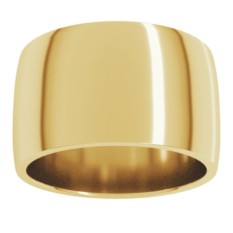 18K Yellow Gold 12 mm Lightweight Comfort-Fit Half Round Band Size 8