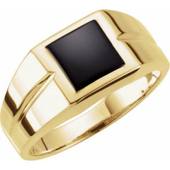 14K Yellow Gold Natural Black Onyx Ring