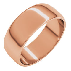 14K Rose Gold 7 mm Lightweight Half Round Band Size 11.5