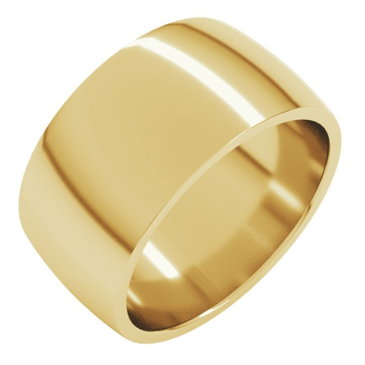 10K Yellow Gold 10 mm Lightweight Comfort-Fit Half Round Band Size 6.5