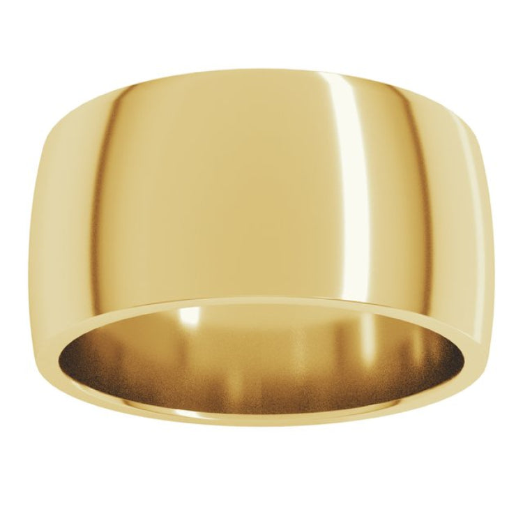 14K Yellow Gold 10 mm Lightweight Comfort-Fit Half Round Band Size 7.5