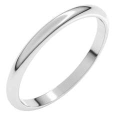 14K White Gold 2 mm Half Round Band Size 6