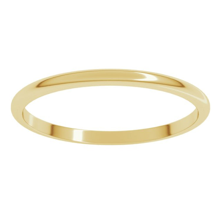 14K Yellow Gold 1.5 mm Lightweight Half Round Band Size 4.5