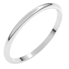 14K White Gold 1.5 mm Lightweight Half Round Band Size 5.5