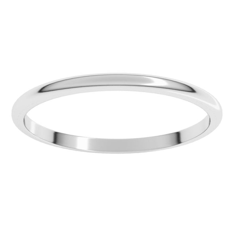 14K White Gold 1.5 mm Lightweight Half Round Band Size 5.5