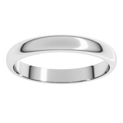 14K White Gold 3 mm Half Round Band Size 8