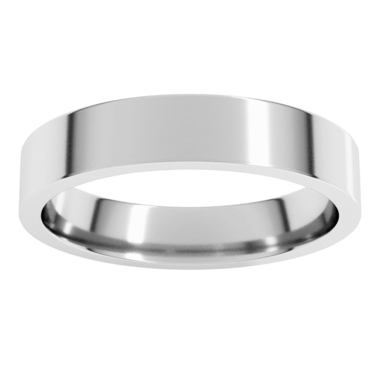 14K White Gold 4 mm Lightweight Comfort-Fit Flat Band Size 7.5