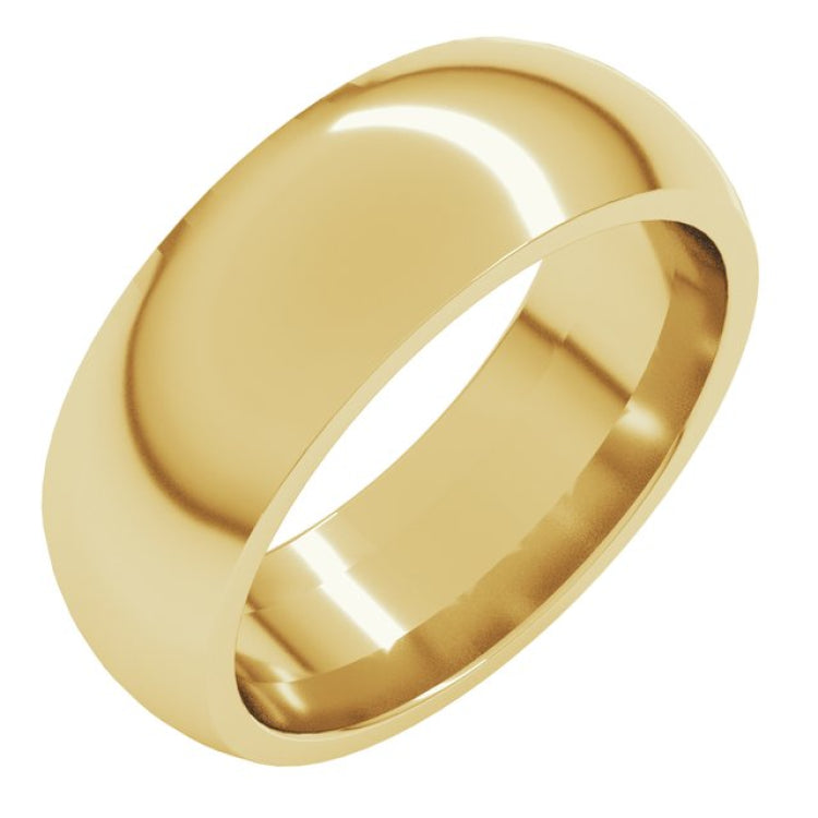 14K Yellow Gold 7 mm Comfort-Fit Half Round Band Size 10