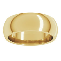 14K Yellow Gold 7 mm Comfort-Fit Half Round Band Size 10