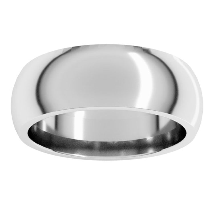 14K White Gold 7 mm Comfort-Fit Half Round Band Size 6