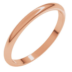 14K Rose Gold 2 mm Half Round Band Size 4.5