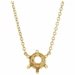 14K Yellow Gold 6.5 mm Round Solitaire 18" Necklace Mounting