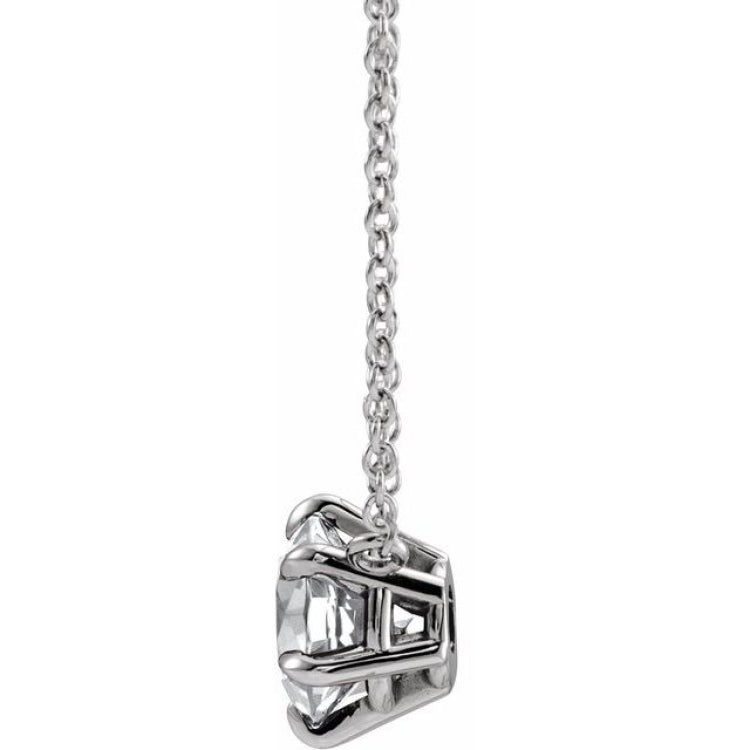 14K White Gold 1/4 CT Natural Diamond Solitaire 16" Necklace