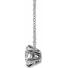 14K White Gold 1/4 CT Natural Diamond Solitaire 16" Necklace