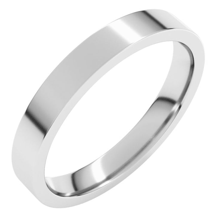 14K White Gold 3 mm Lightweight Comfort-Fit Flat Band Size 4