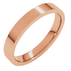 18K Rose Gold 3 mm Flat Comfort Fit Light Band Size 5