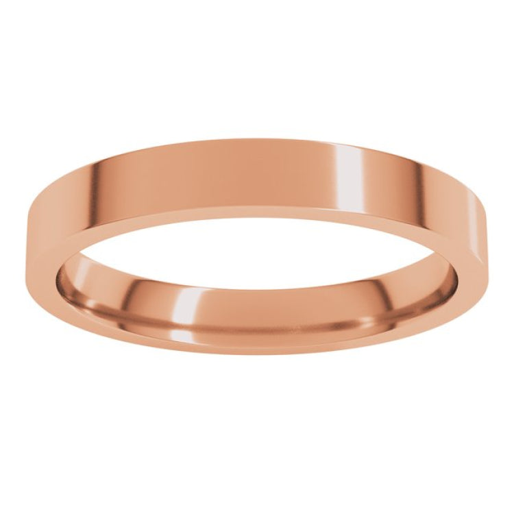 18K Rose Gold 3 mm Flat Comfort Fit Light Band Size 5