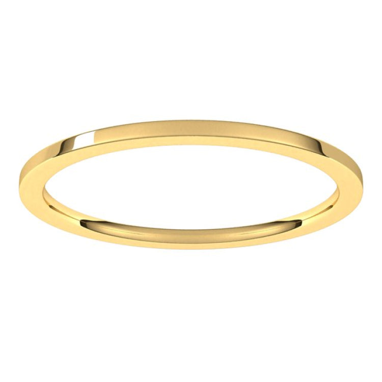 10K Yellow Gold 1 mm Flat Comfort Fit Light Band Size 6.5