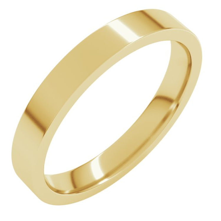 14K Yellow Gold 3 mm Flat Comfort Fit Light Band Size 8