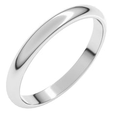 Platinum 2.5 mm Half Round Band Size 6