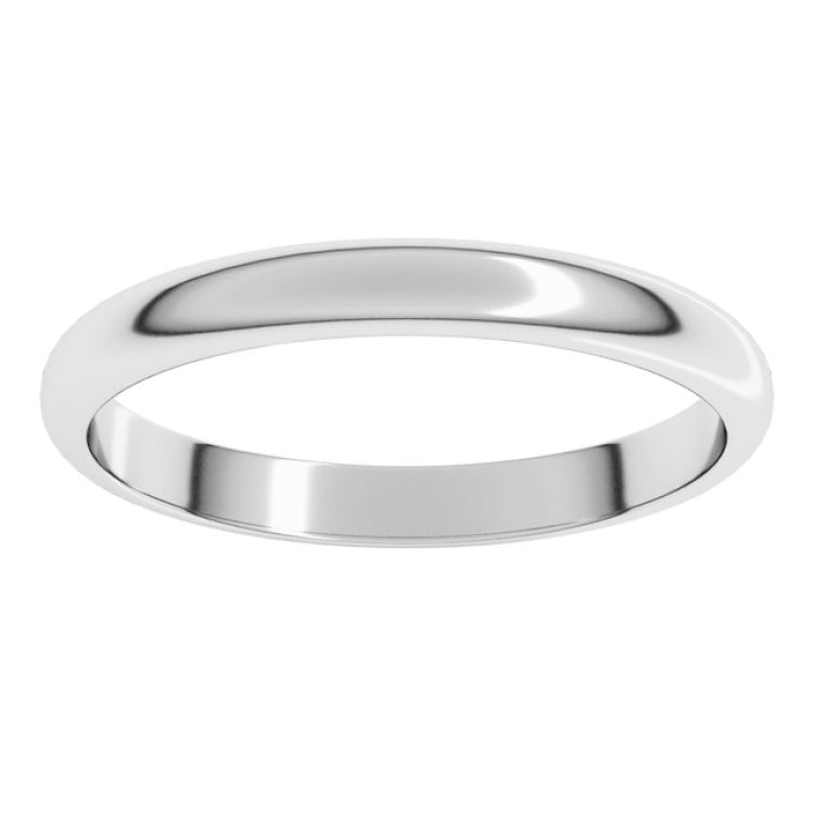 Platinum 2.5 mm Half Round Band Size 6