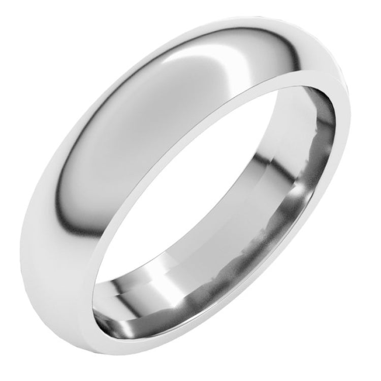Platinum 5 mm Comfort-Fit Half Round Band Size 10