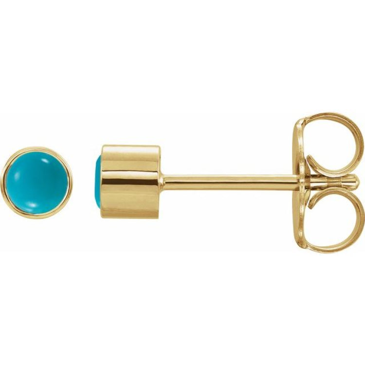 14K Yellow Gold Natural Turquoise Bezel-Set Earrings