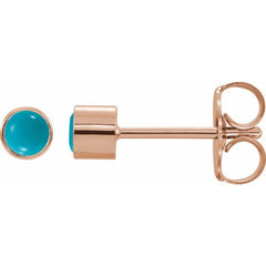 14K Rose Gold Natural Turquoise Bezel-Set Earrings