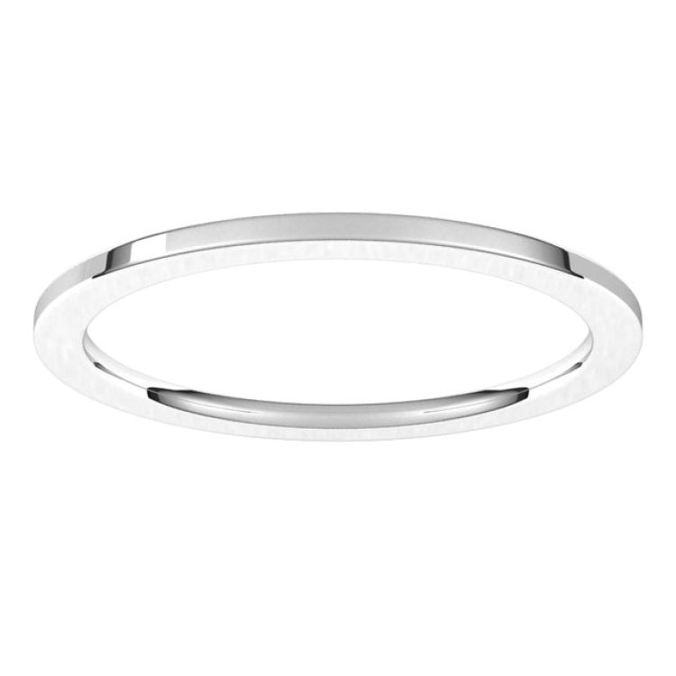 14K White Gold 1 mm Comfort-Fit Flat Band Size 10