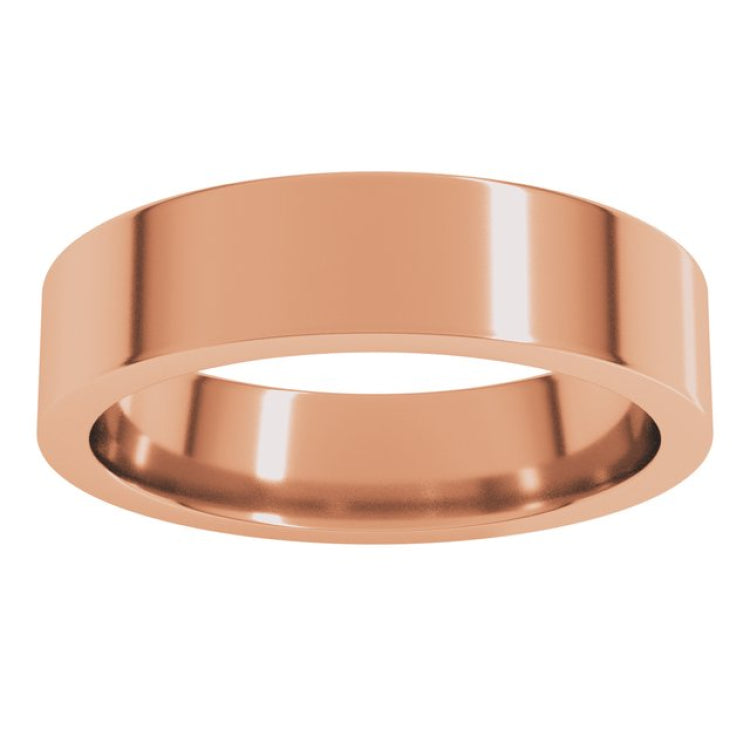 10K Rose Gold 5 mm Comfort-Fit Flat Band Size 16