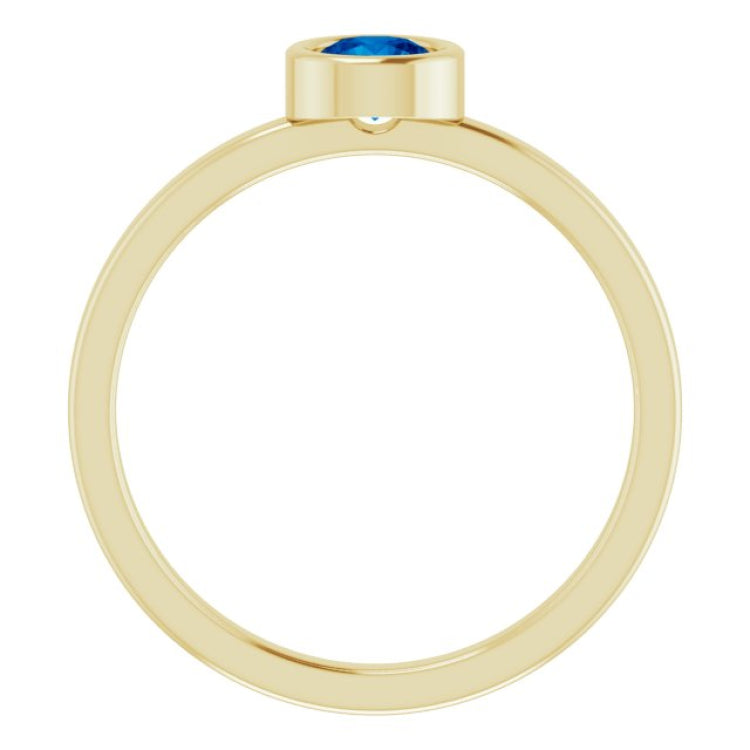 14K Yellow Gold 4.5 mm Lab-Grown Blue Sapphire Ring