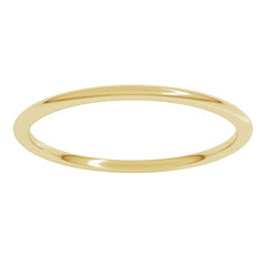 14K Yellow Gold 1 mm Lightweight Comfort-Fit Half Round Band Size 6.5