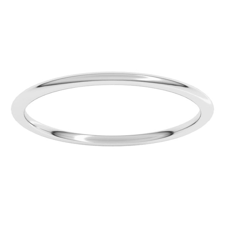 Platinum 1 mm Lightweight Comfort-Fit Half Round Band Size 6