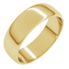 10K Yellow Gold 6 mm Lightweight Half Round Band Size 7