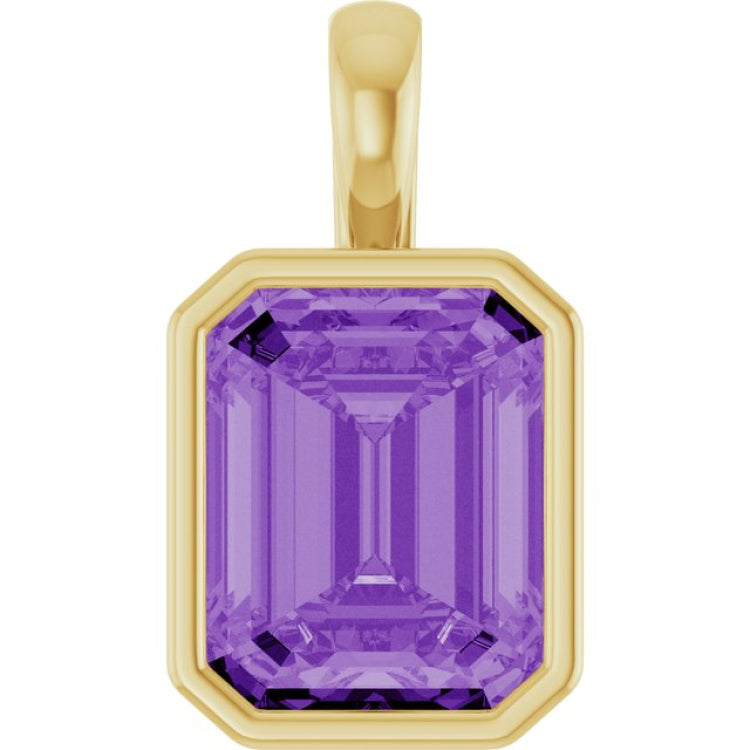14K Yellow Gold Lab-Grown Purple Sapphire Pendant