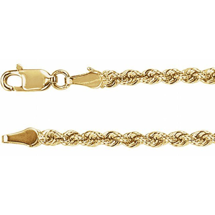 14K Yellow Gold 3 mm Rope 18" Chain