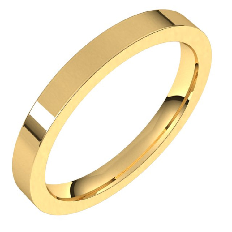 14K Yellow Gold 2.5 mm Comfort-Fit Flat Band Size 8