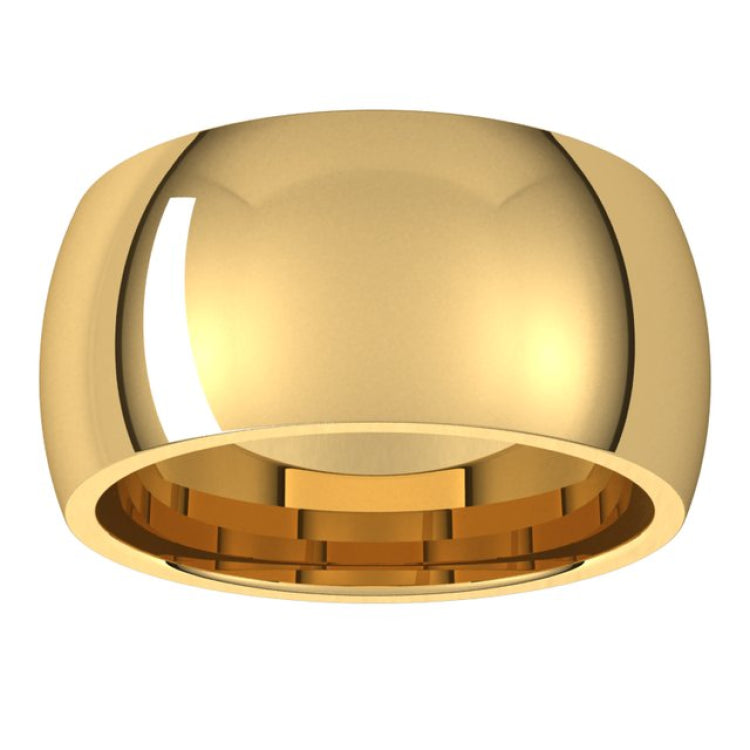 14K Yellow Gold 10 mm Comfort-Fit Half Round Band Size 9