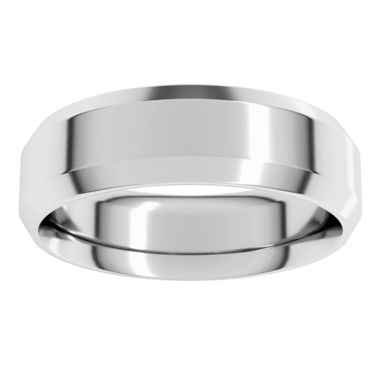 14K White Gold 6 mm Beveled-Edge Comfort-Fit Flat Band Size 9.5
