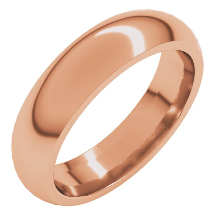 18K Rose Gold 5 mm Comfort-Fit Half Round Band Size 8.5
