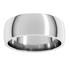 14K White Gold 7 mm Lightweight Comfort-Fit Half Round Band Size 11