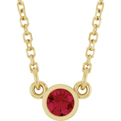14K Yellow Gold Lab-Grown Ruby Solitaire 16" Necklace