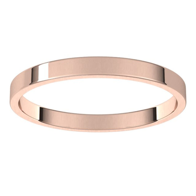 14K Rose Gold 2 mm Ultra-Lightweight Flat Band Size 8