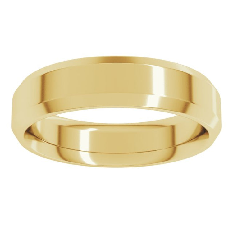 14K Yellow Gold 5 mm Beveled-Edge Comfort-Fit Flat Band Size 6